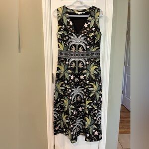 BODEN Pockets Embroidered Stretch Cotton Midi Dress, Oriental Palm Size 6 bin1